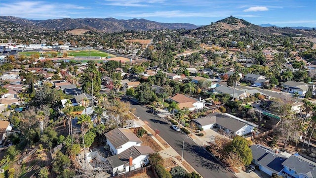 bird's eye view featuring a mountain view