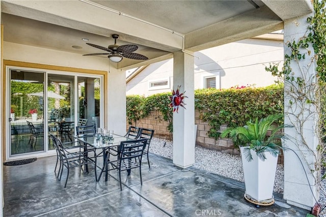 view of patio with ceiling fan