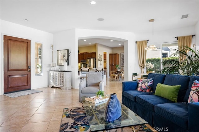 view of tiled living room