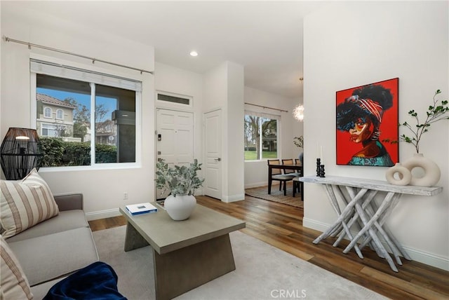 living room with hardwood / wood-style floors