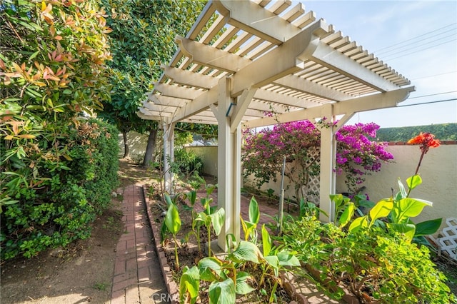 view of yard featuring a pergola