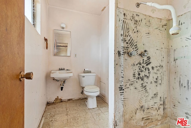 bathroom with toilet and a shower