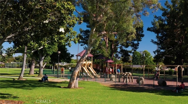 view of play area with a lawn