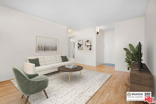 living room with hardwood / wood-style flooring