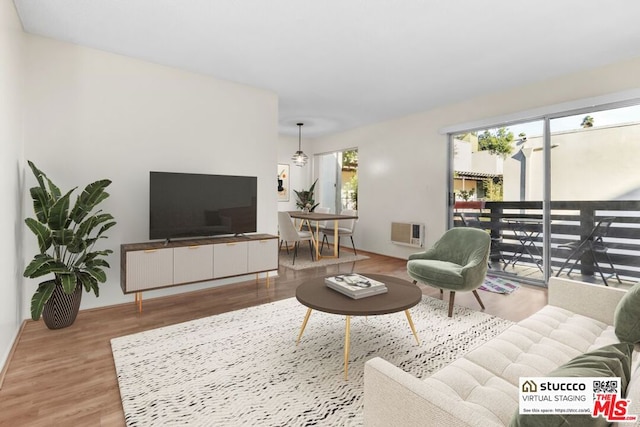 living room with hardwood / wood-style flooring