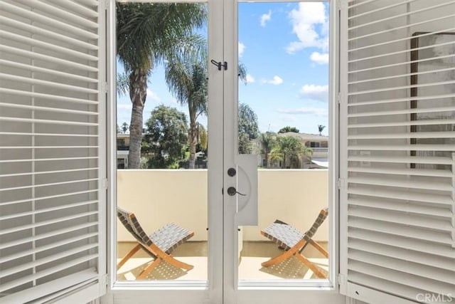 doorway to outside featuring french doors