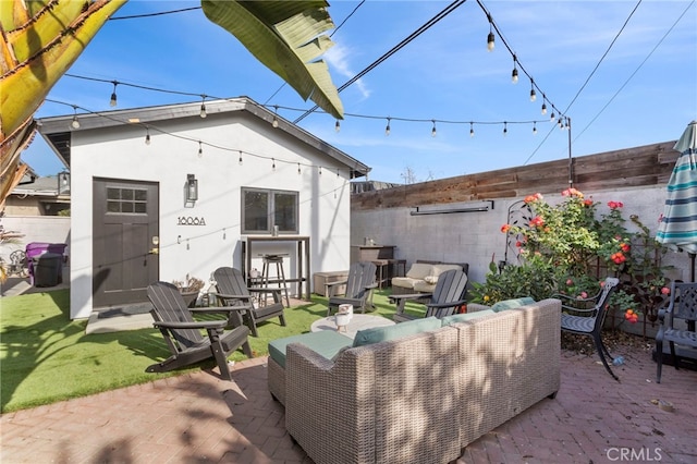 view of patio / terrace featuring an outdoor living space