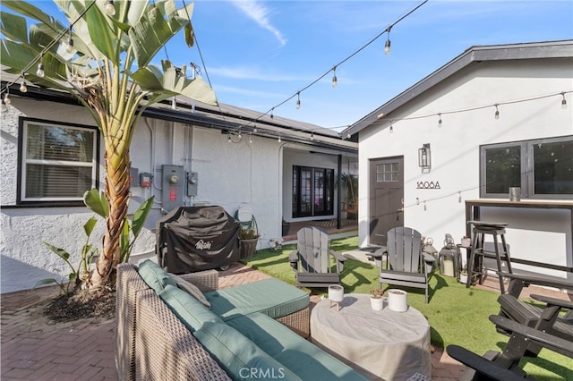 exterior space with outdoor lounge area