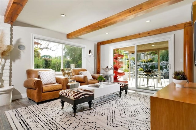 sunroom / solarium with beam ceiling