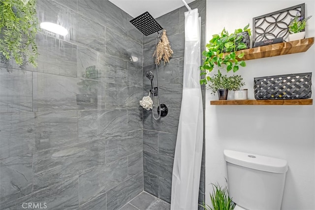 bathroom featuring toilet and a shower with curtain