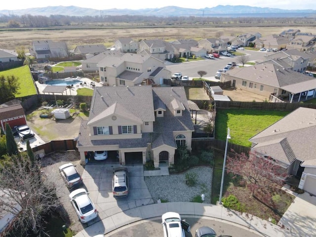 bird's eye view with a mountain view