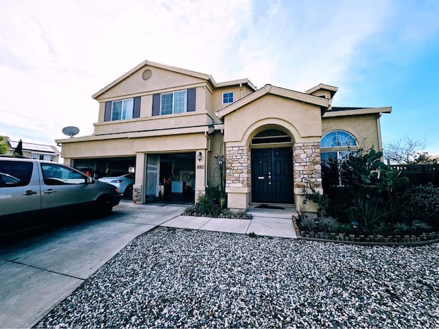 view of front of property featuring a garage