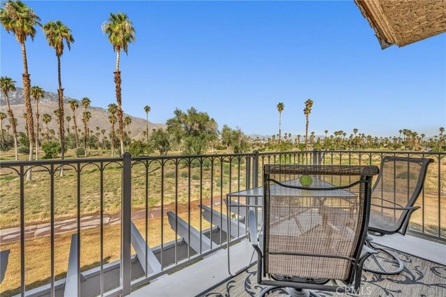 balcony featuring a mountain view