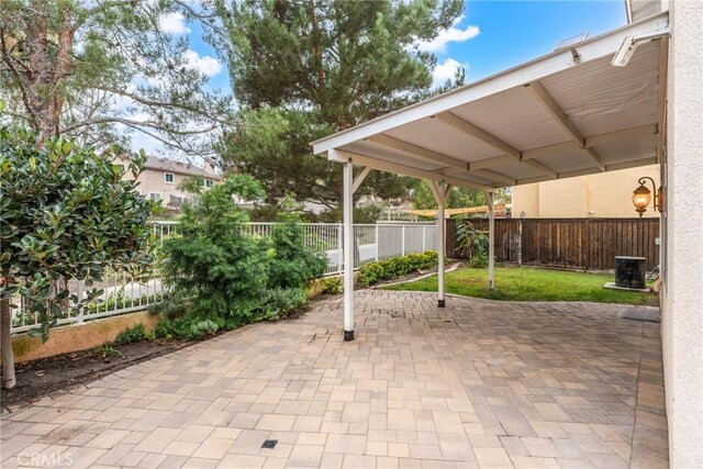 view of patio featuring central AC unit