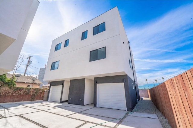 exterior space with a garage