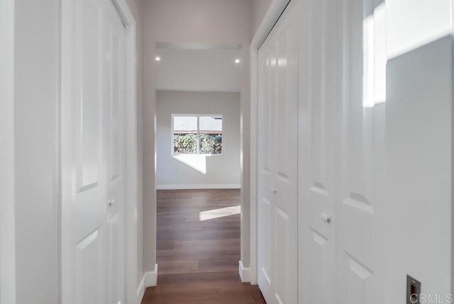 hall featuring dark hardwood / wood-style flooring