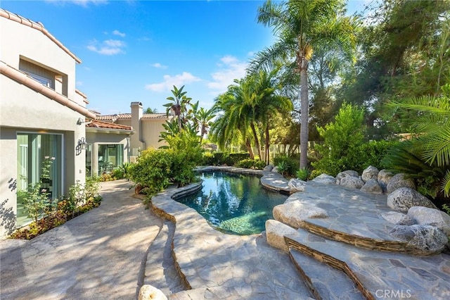 view of pool featuring a patio area