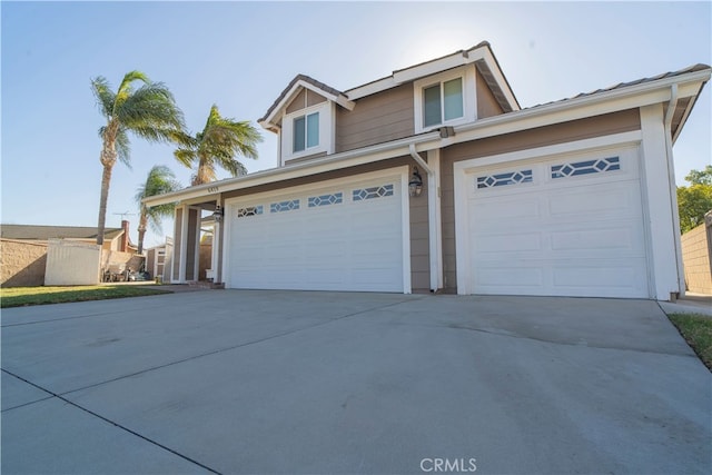 view of front property with a garage