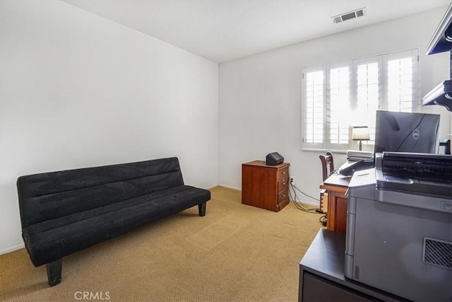 view of carpeted home office