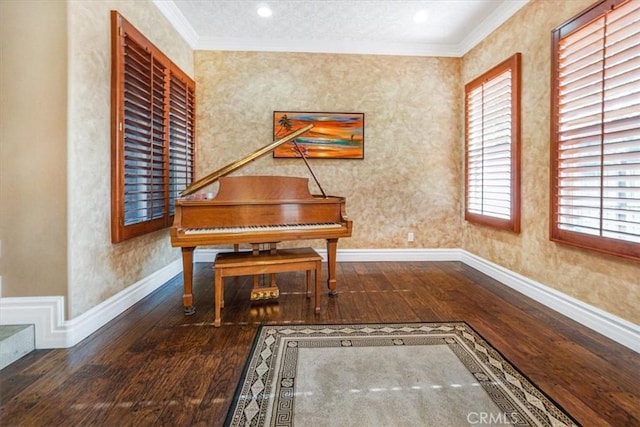 misc room with crown molding and hardwood / wood-style flooring