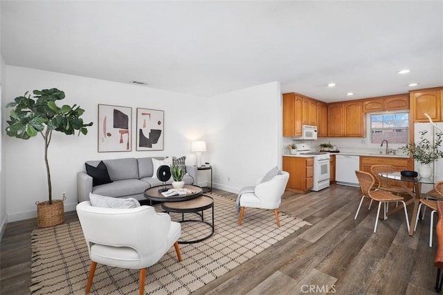 living room with hardwood / wood-style floors