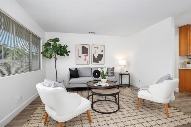 living room featuring light wood-type flooring