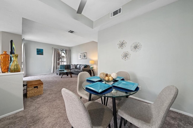 dining room with carpet floors