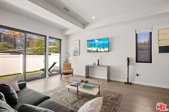 living room featuring hardwood / wood-style flooring