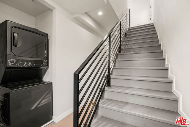 stairway with stacked washer / drying machine