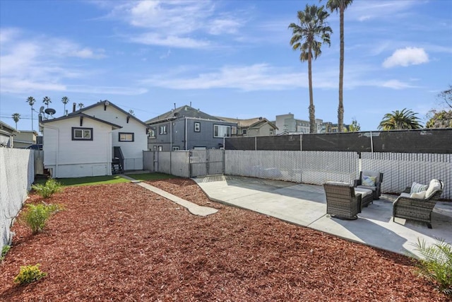 view of yard with an outdoor hangout area and a patio