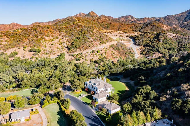 drone / aerial view with a mountain view