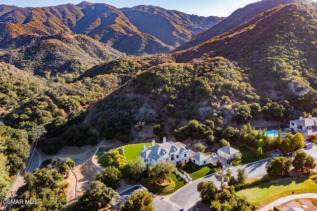 aerial view featuring a mountain view