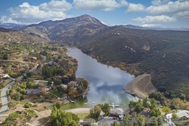 aerial view with a water and mountain view