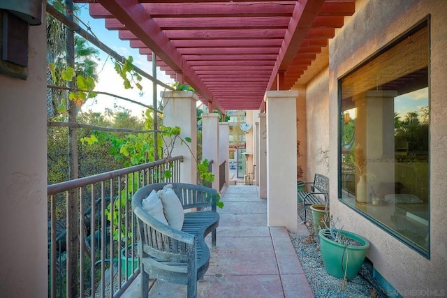 balcony with a pergola