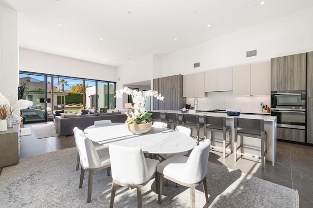 view of tiled dining space