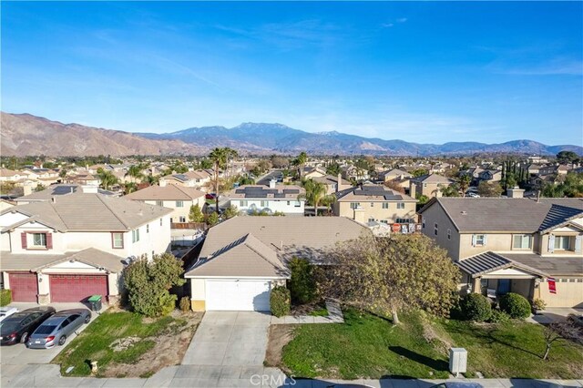 aerial view with a mountain view