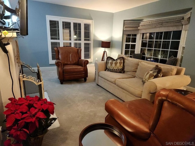 living room with carpet floors