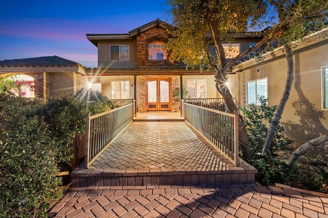 exterior space with french doors