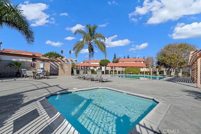 view of swimming pool with a patio area