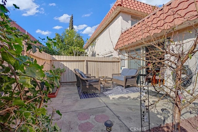 view of patio featuring an outdoor living space