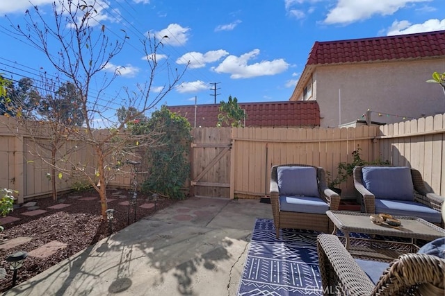 view of patio with an outdoor hangout area