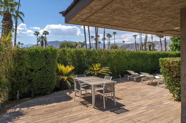 deck with a mountain view