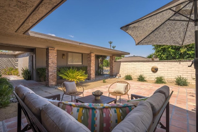 view of patio / terrace featuring an outdoor living space