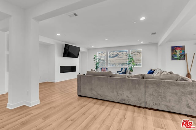 living room featuring light hardwood / wood-style flooring