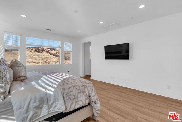 bedroom with hardwood / wood-style floors