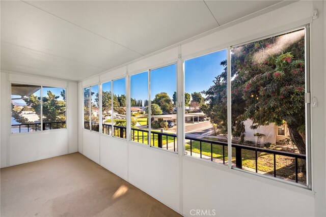 view of unfurnished sunroom