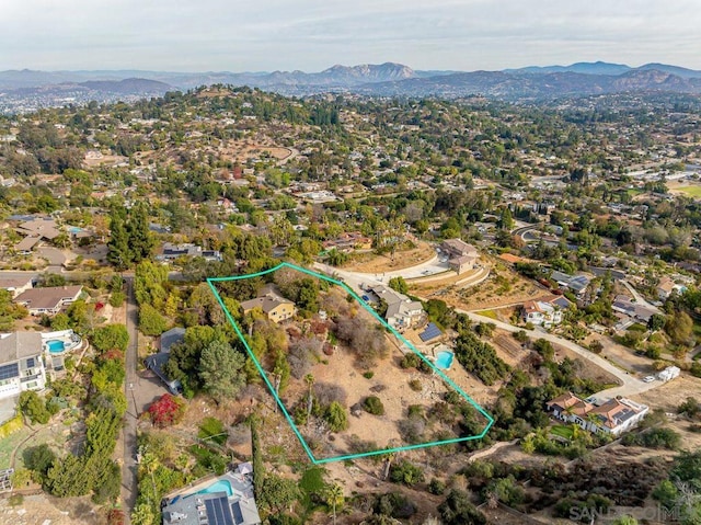 aerial view with a mountain view