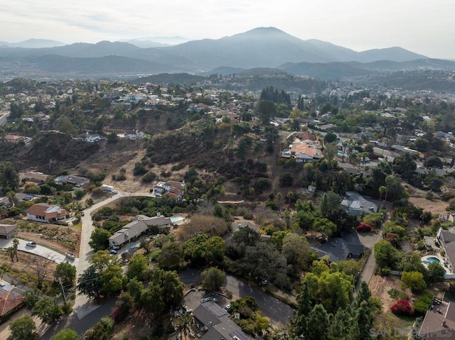 birds eye view of property with a mountain view