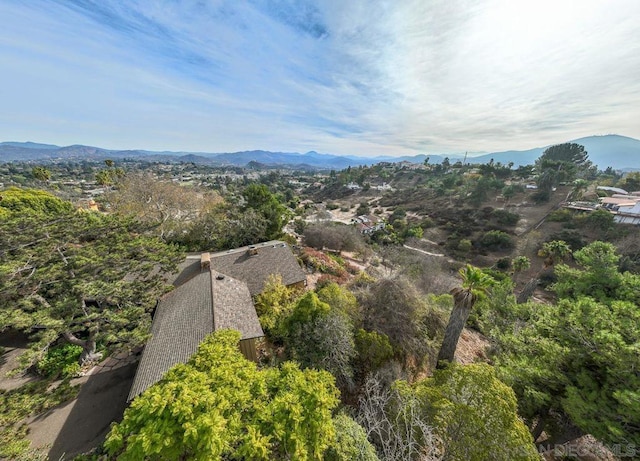 aerial view with a mountain view