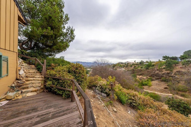 view of yard featuring a wooden deck